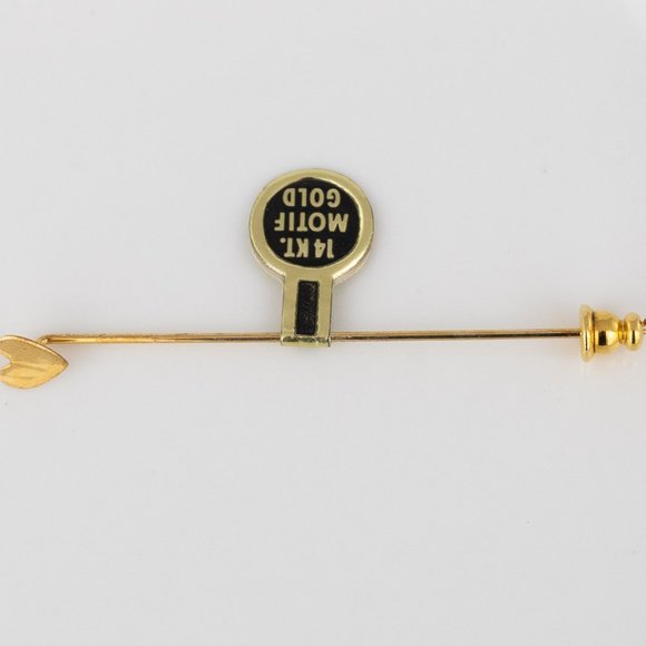 14kt Yellow Gold Heart Stickpin Vintage Flat Small Petite Delicate Dainty - Picture 2 of 4